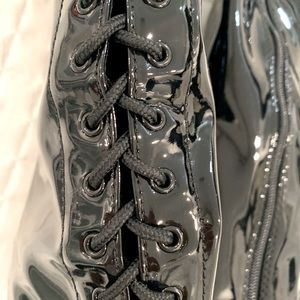 Black Patent Leather thigh high boots